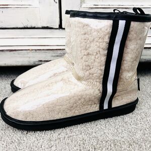 Mudd "Cherry" Clear Sherpa Lined Cozy Rain Boots Y2K 90s Vibe - Womens Size 7